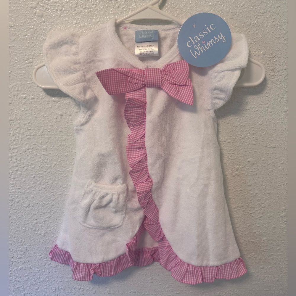 Classic Whimsy Girl's Size 3T/4T Pink & White Checkered Swim Cover Up